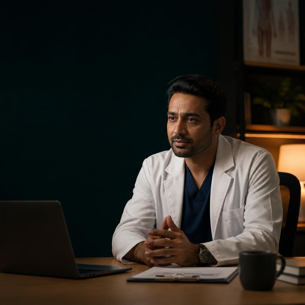 Dr. Yuvraj Monga in a calm private teleconsultation room